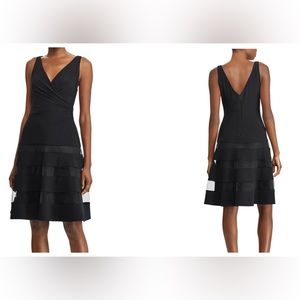 Ralph Lauren Black Tiered Mesh Faux Wrap Dress Size 6